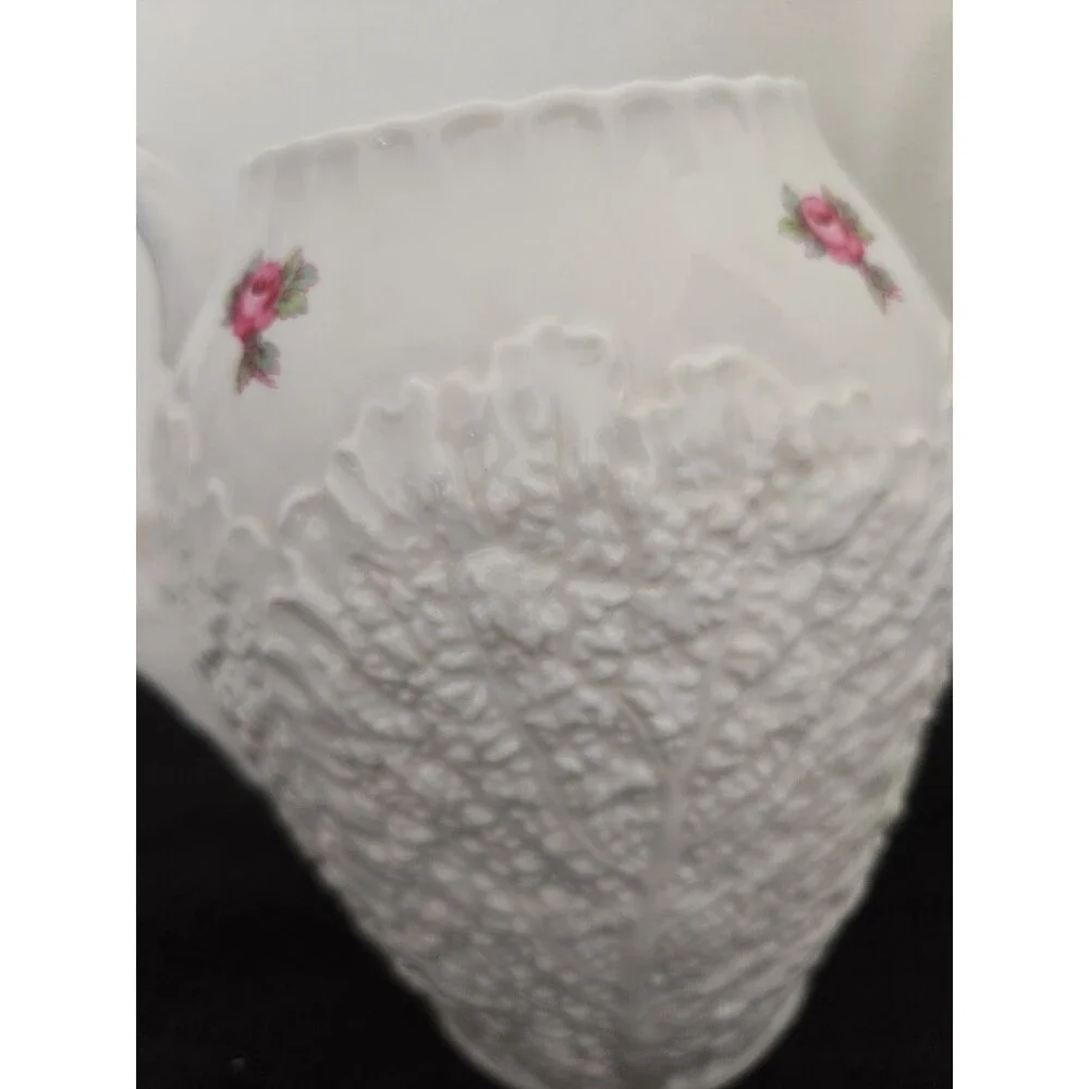 Vintage Spode Bridal Rose Coffee Pot Savoy Cabbage Leaf Fine Bone Cina England